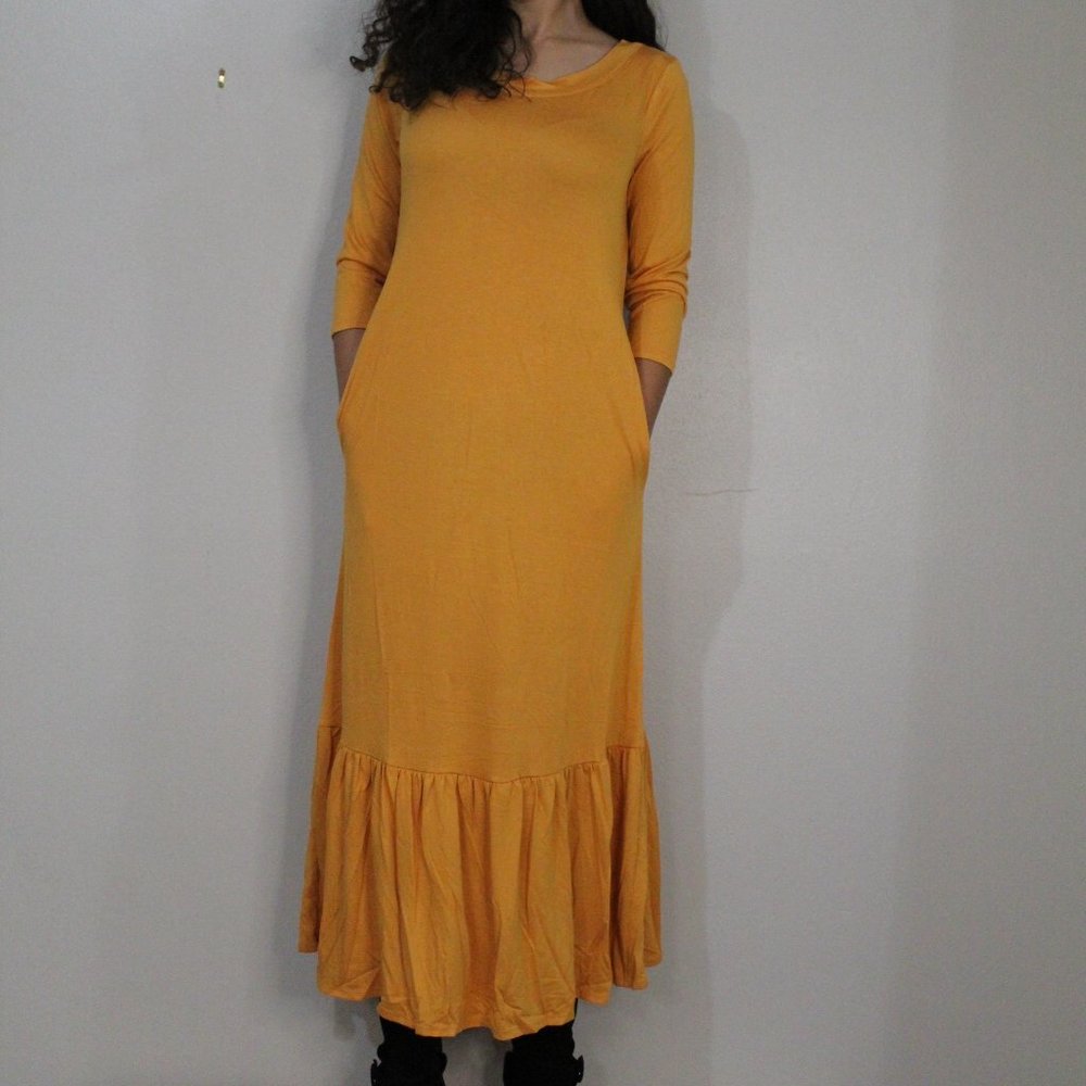 'Keepin it Cozy' Mustard Maxi Dress
